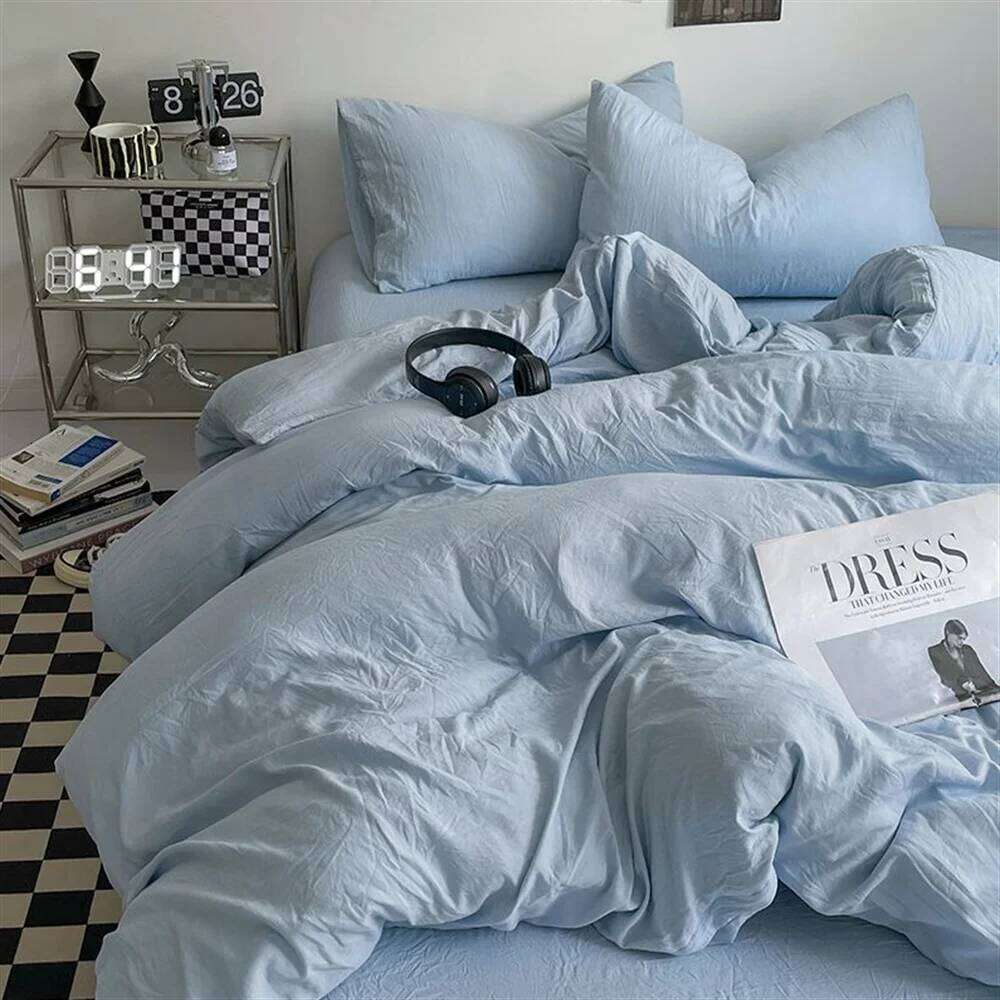 100% Thick Brushed Bed Sheets, Duvet Cover Set, Four Bedding Set Three Piece Bedding, Fully Enclosed for Home Gift W260302
