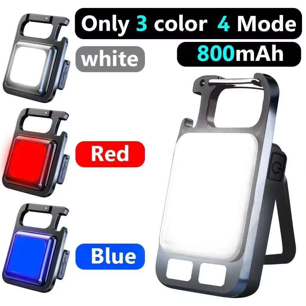 Rechargeable Flashlight COB Work Multi- Magnetic Portable Emergency Light Bottle Opener Keychain Outdoor Camping S260302