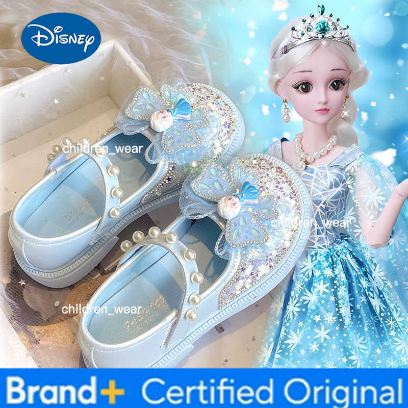 Disney DisneyPrincess Shoe for Girls Single Crystal Sandals Spring New Style Childrens Shoes Rhinestone Little Girl Leather Baby Shoes H260303