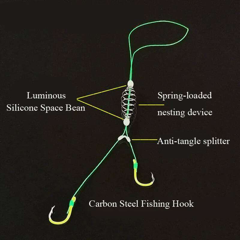 5 Pairs/Lot Double Barbed Carbon Steel Fishing Hook with PE Line Anti-winding Bighead Carp Anti-tangle Explosion Hooks Z260228