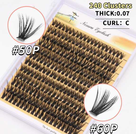 False lashes thick, natural, curled and extended lash set H260303