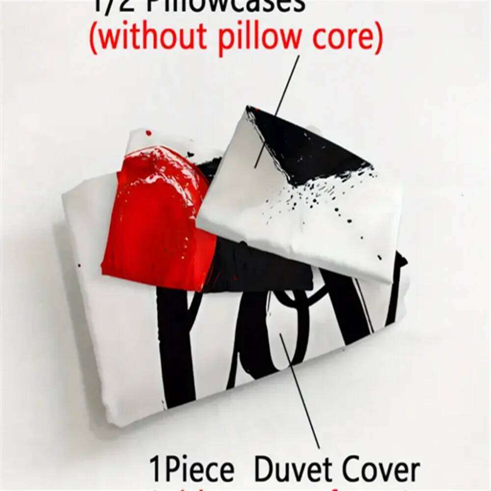3D Love Heart Design Duvet Cover Set, 100% Polyester, Abstract Pattern, All-Season Soft Sanded Fabric Digital Bedding Set W260302