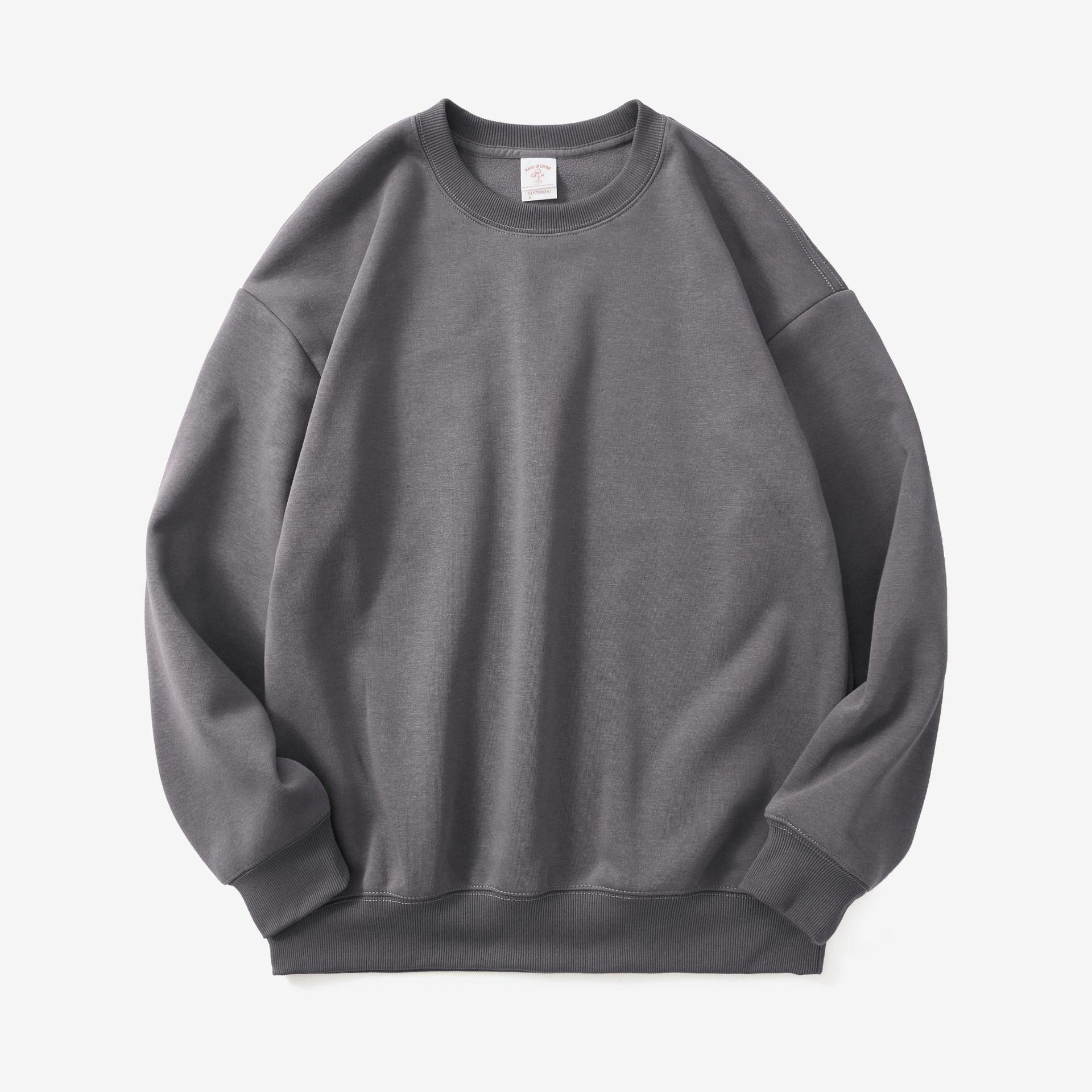 2026 New High-Quality 350g Polar Fleece Lined Crewneck Sweatshirt, Fluffy Fleece Loose Solid Color Unisex Couple Hoodie