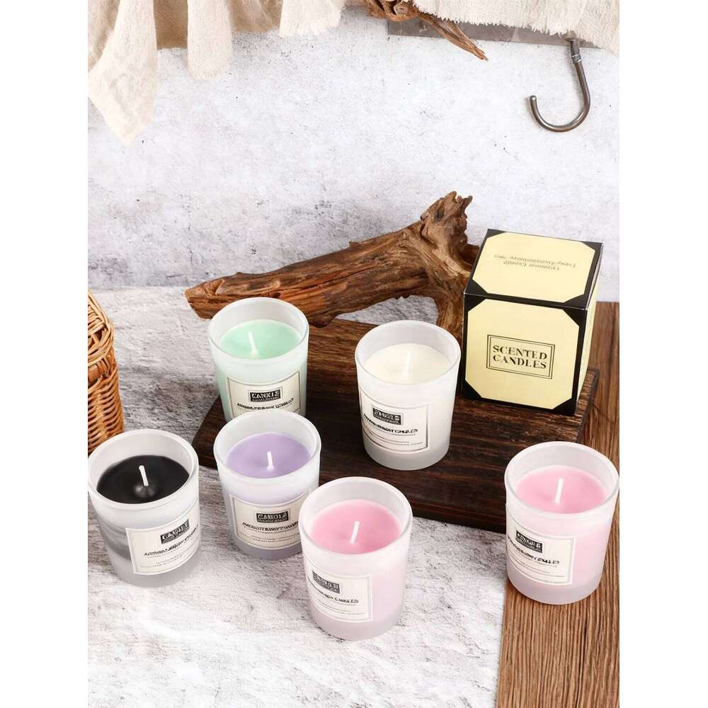 Glass cup, soy wax, aromatherapy candle, smoke-free, long-lasting fragrance, creative home decoration W260303