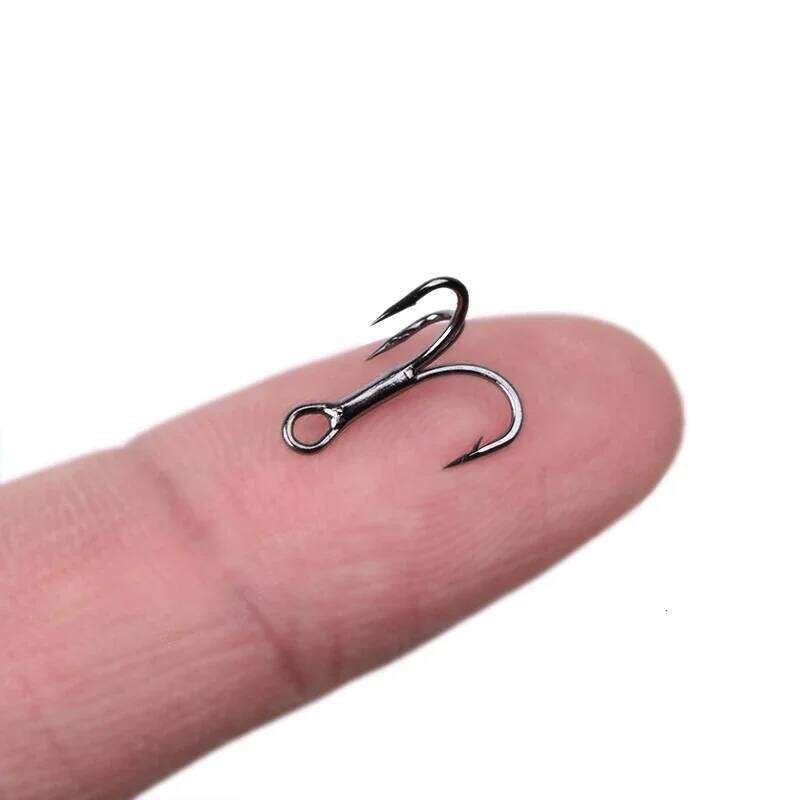 OUTKIT 10pcs 3x 6066 Strong Super Sharp Round Hook Antirust High Carbon Steel 10-18# Sea Treble Hooks Fishing Tackle Z260228