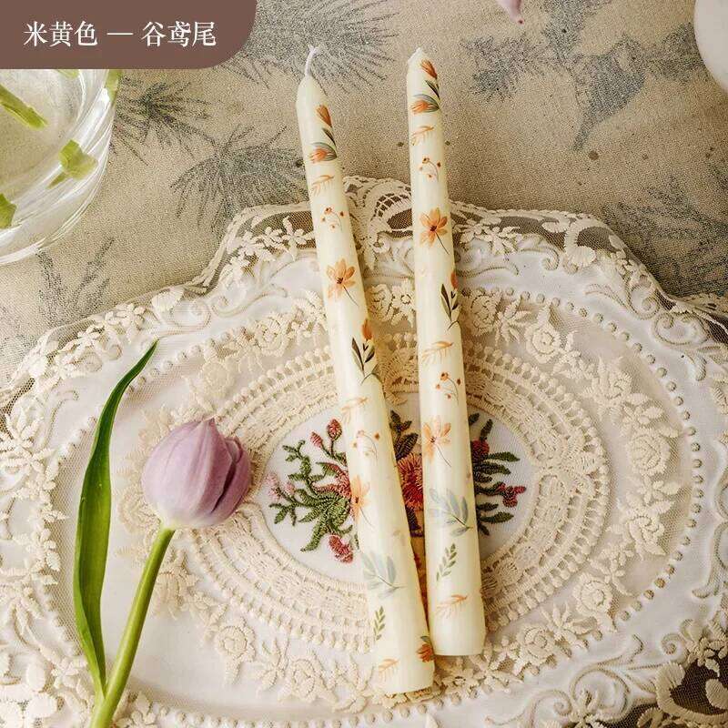 2pcs/box Flower Long Stick Scented Aromatherapy Soy Wax Candles Wedding Birthday Candle Party Home Decoration W260303