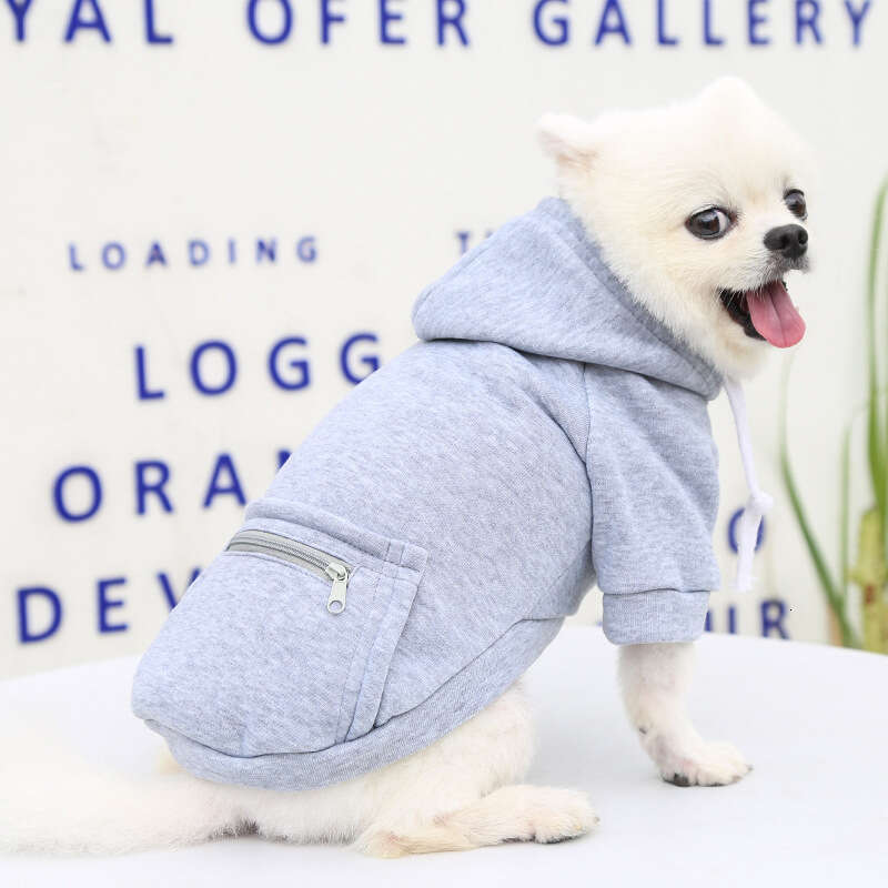 Famous brand Autumn Winter Medium Large Zipper Pocket Dog Clothes Cat Hoodie Teddy Pomeranian French Bulldog Pet Supplies pupakaIK