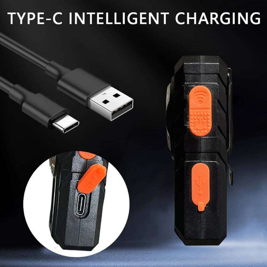 Portable Mini EDC Flashlight USB Rechargeable Pocket Clip Lamp COB Warning Red Light Outdoor Camping Night Running Cycling Torch S260302