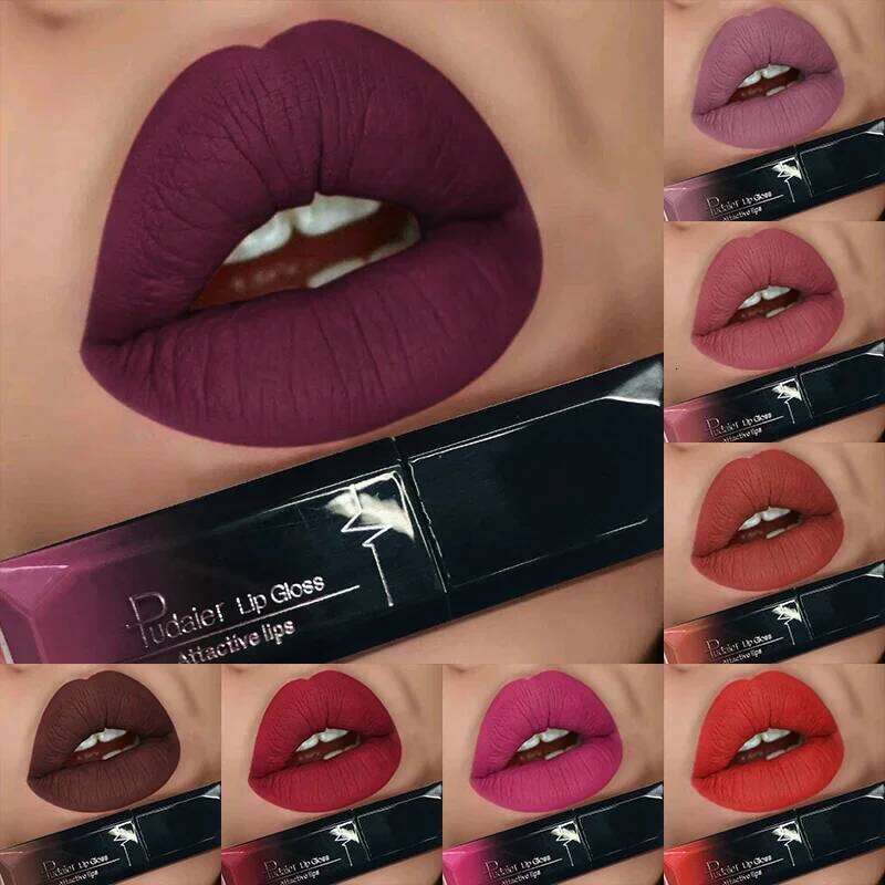 Pudaier 21Colors Nude Velvet LipGloss Waterproof Sexy Matte Liquid Lipstick Moisturizing Lip Gloss Lips Makeup Beauty Cosmetics H260302
