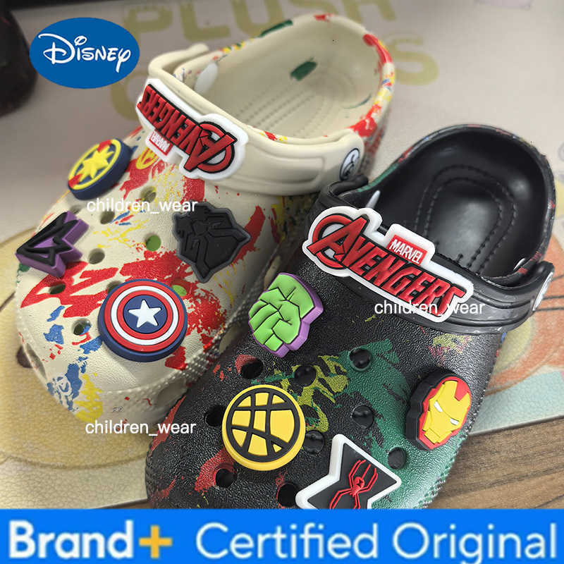 Disney Marvel The Avengers Kids Sandals Black Eva Slippers For Boys Home Beach Summer Comfortable Anime Hole Design ChildrenS Shoes H260303
