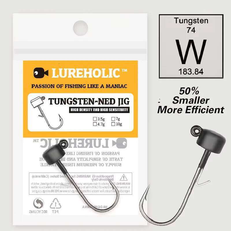 LUREHOLIC Tungsten Jig Head with Norway Mustad Ned Rig Hook Lure for Long Casting Bass Fishing Z260228