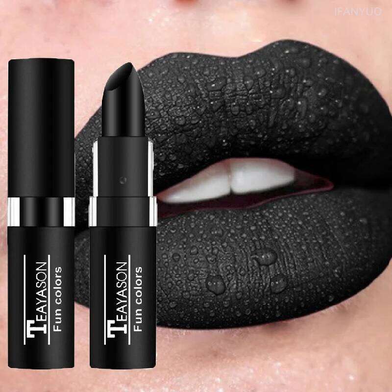 12Colors Matte Lipstick Black Green Sexy Red Velvet Gloss Long Lasting Non-stick Women Lip Tint Make Up Facial Body Cosmetic H260302