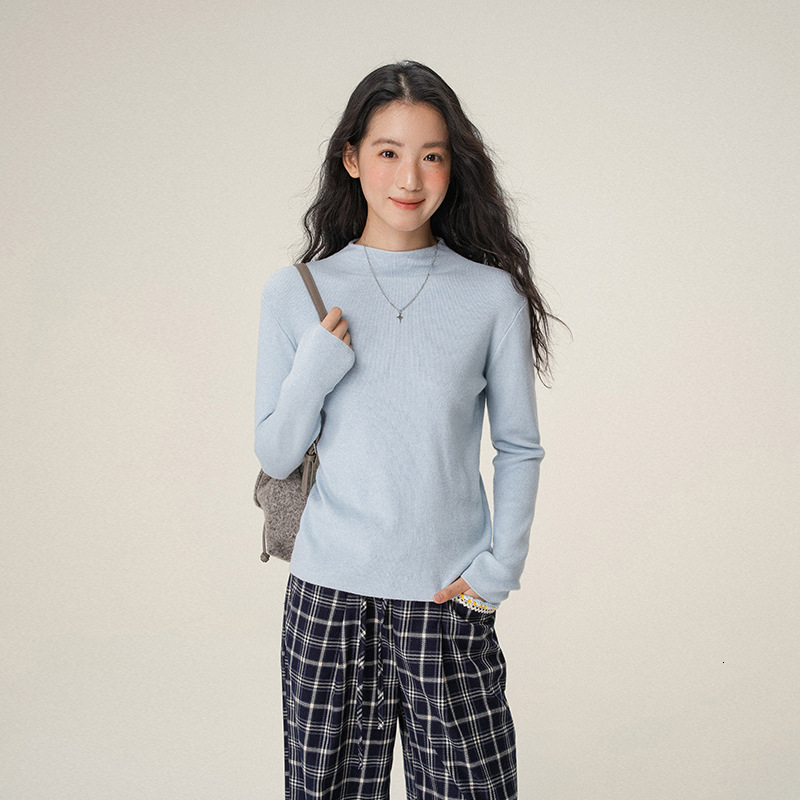Jiyou Stand Collar Designer Shirt High-end Designer Hoodie Knitted Base Shirt Inner Layer Half Turtleneck Sweater Polo Shirt Women Autumn Winter New Soft Top