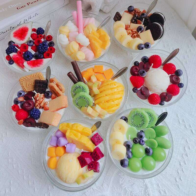 Handmade Scented Candle, Grape and Kiwi Fruit Cup, Soy Wax, Fragrance Ornament, Birthday Gift, Dessert Cup W260303
