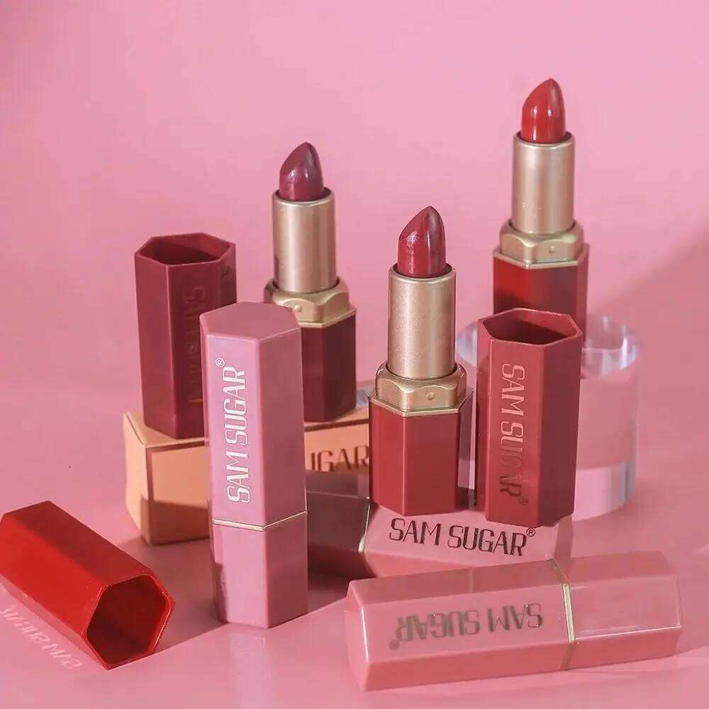 6 Colors Gold Bar Lipstick Diamond Pearlescent Glitter High Shine Non Sticky Long Lasting Pink Lips Makeup H260302