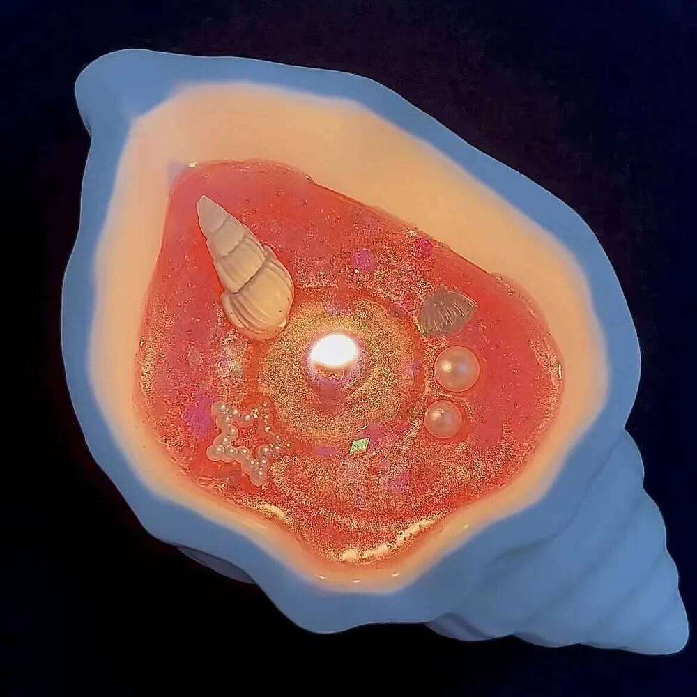 Ocean-Themed Scented Candles - Handmade Conch Shell Jelly Wax with Starfish Decor, Aromatherapy Gift Set W260303