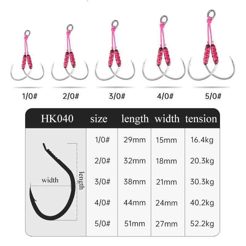 2 pairs/pack High Carbon Steel Jig Double Barbed Lure Accessories Slow Jigging Fishing Hooks Z260228