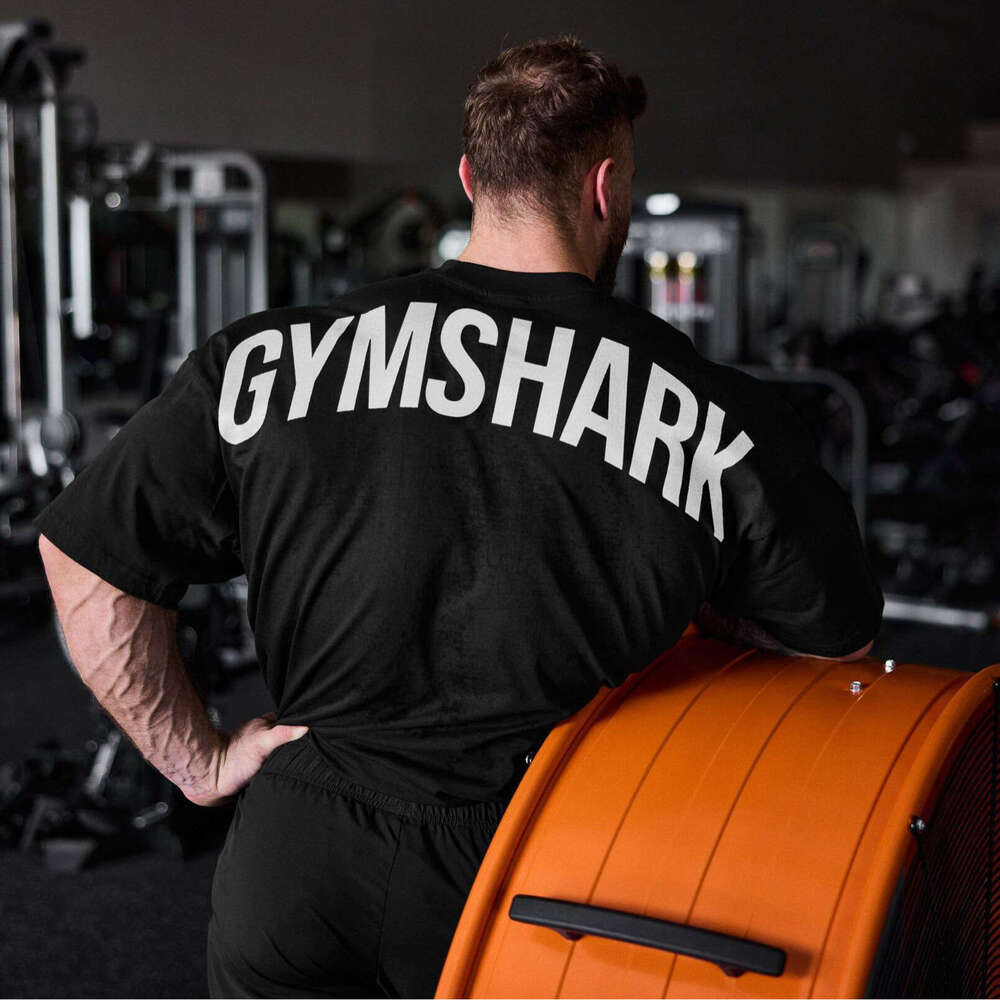 Muscle Shark Fitness American Style Trendy Brand Hot Sale Heavyweight Men's Pure Cotton Loose Fashion New Large Size T-Shirt