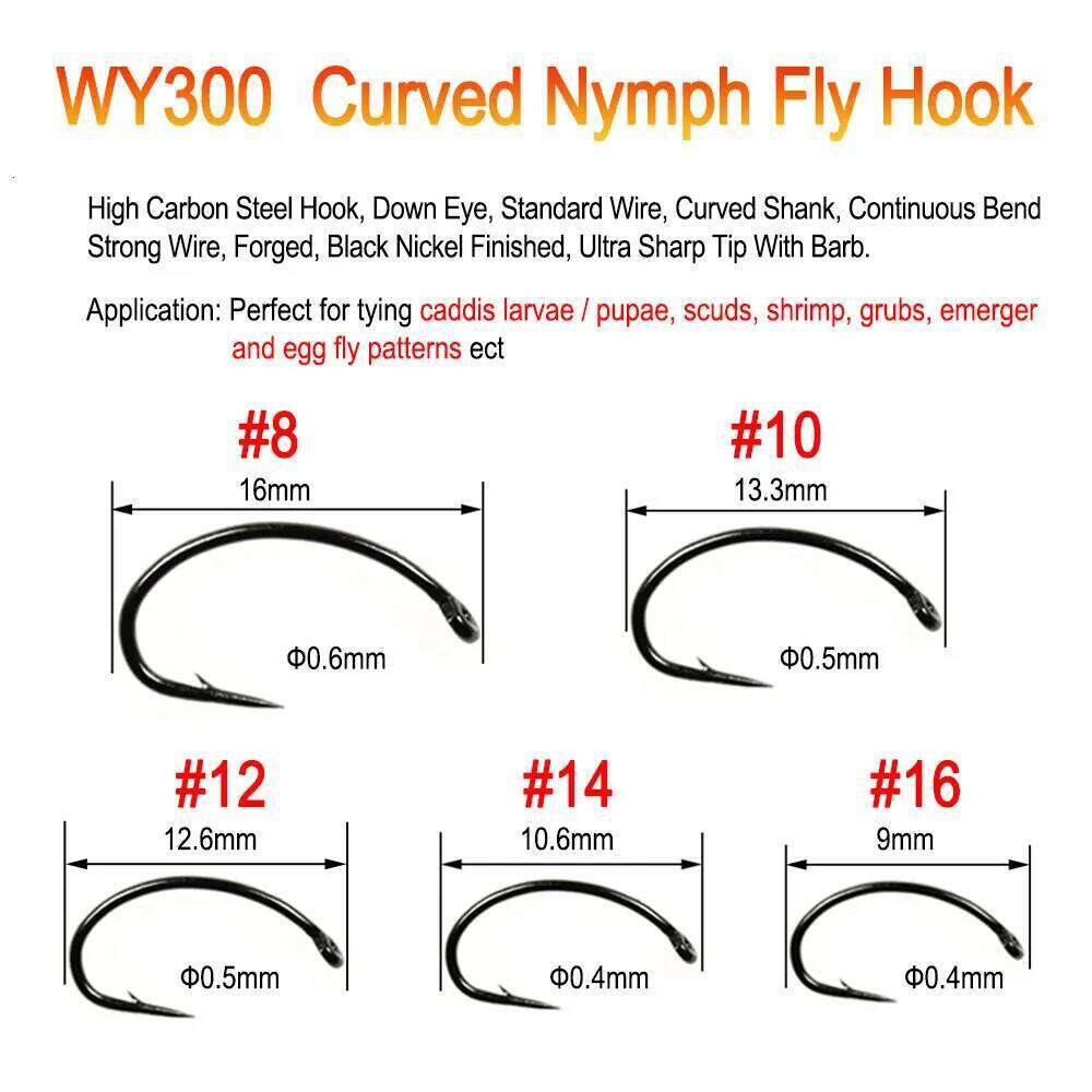 ICERIO 100PCS Classic Barb & Barbless Fishing Dry Wet Jig Shrimps Nymph Caddis Streamer Fly Tying Hook Z260228