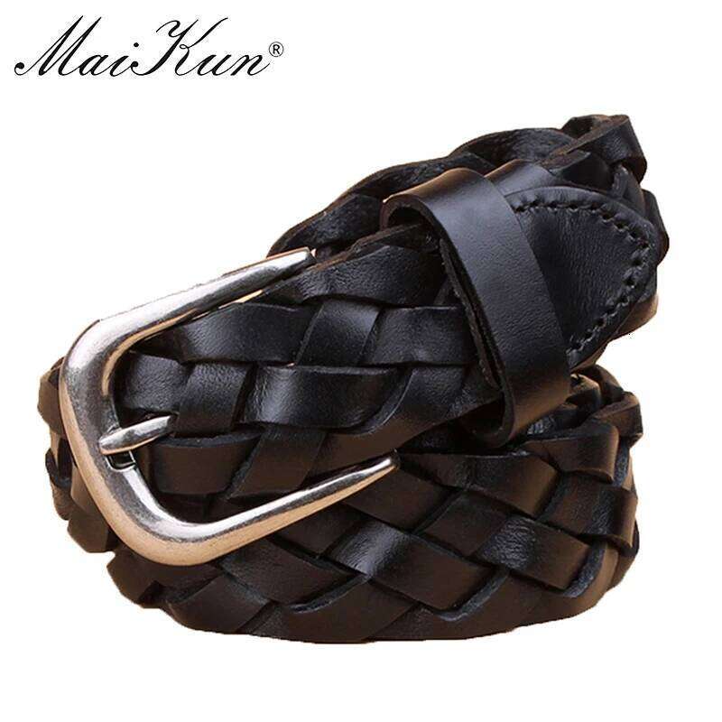 Western Cowboy Style Knitted for Women Famous Brand Designer Vintage Waist Strap Casual Jeans Belt Pin Buckle S260228