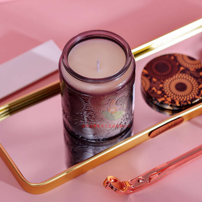 Cross-Border Large Embossed Glass Cup Souvenir Aromatherapy Wholesale Custom Creative Smokeless Fragrance Candle Ornament W260303