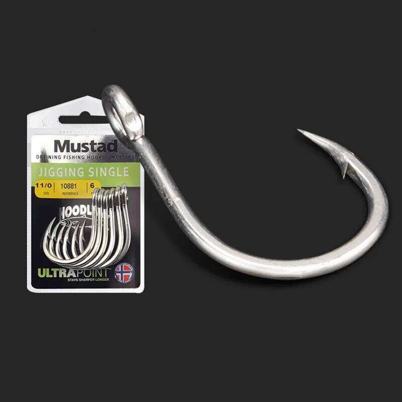 Mustad Single 4X Enhance Hoodlum 10881 Slow Jigging Fish Boat Trolling Offshore Fishing Hook Z260228