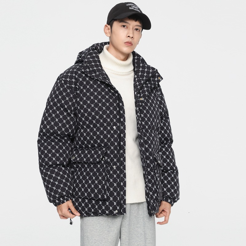 2026 Luxury Brand Designer Clothing 2025 Popular Couple's Cotton Jacket With Hood, Winter Trendy Coat, Thickened Cotton Coat With B-Print For Men - view 6