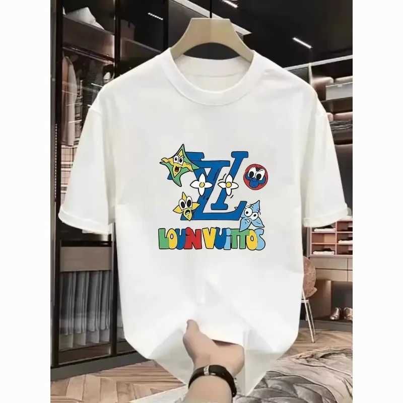 T-shirt European Summer Men High Street Clear Print Pure Cotton Loose Breathable TopT260303