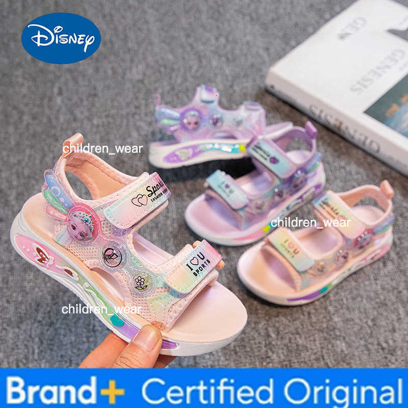Disney Childrens Sandals Beach Summer Princess Fashion Childrens Shoes Sports Sandals Pink Purple 3-10 Year Old Girls Sandals H260303