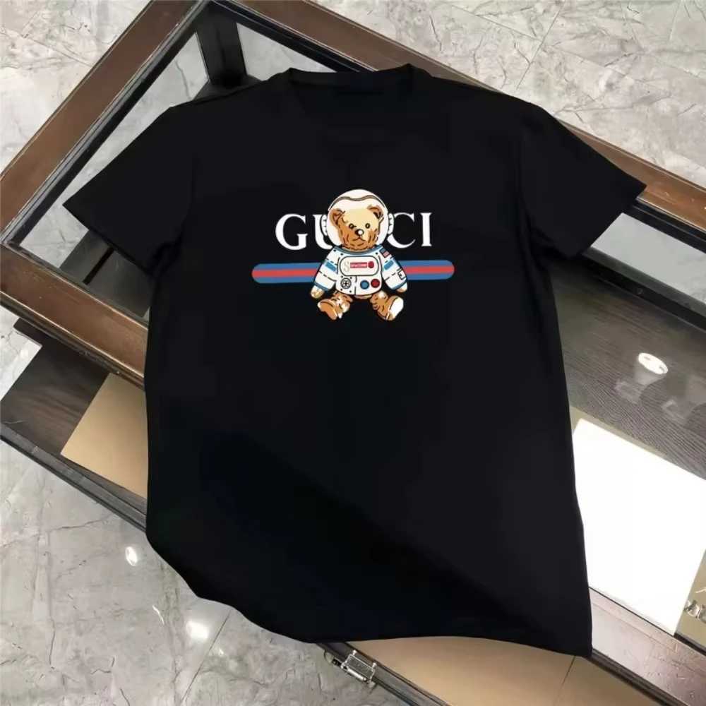 T-shirt Light Luxury Pure Cotton Casual Unisex Short Sleeve High-end Fashion Space Bear Print Ins TopT260303