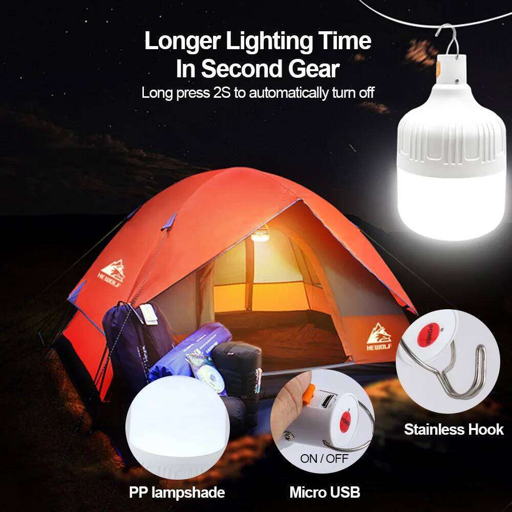 Usb Rechargeable Led Portable Camping Bulb Emergency Lighting Flashlight Lights Outdoor Picnics Hanging Tent Light S260302