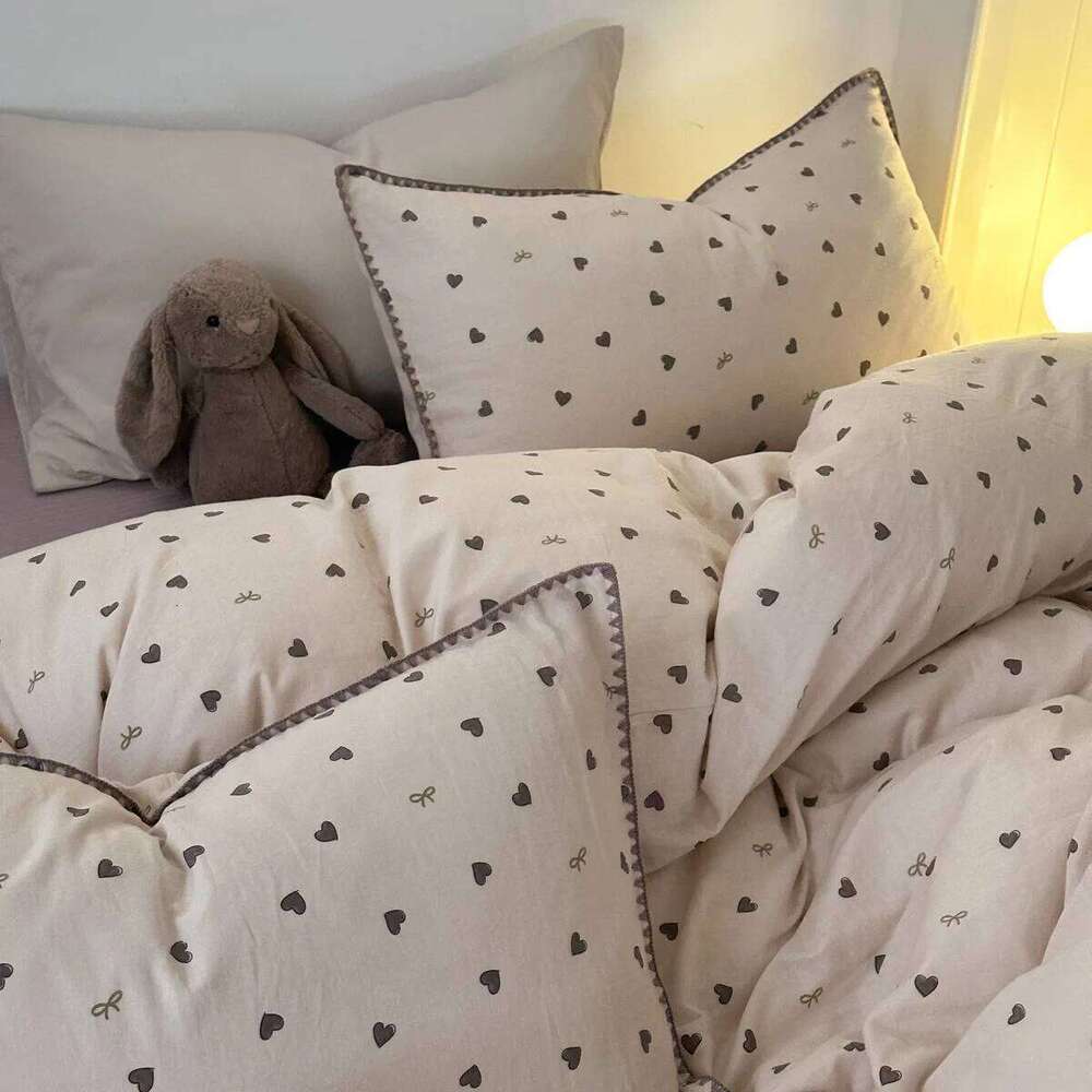 Graffiti Zoo pure four-piece set 1.5m 1.8m apartment cotton bed sheet colored edge W260302