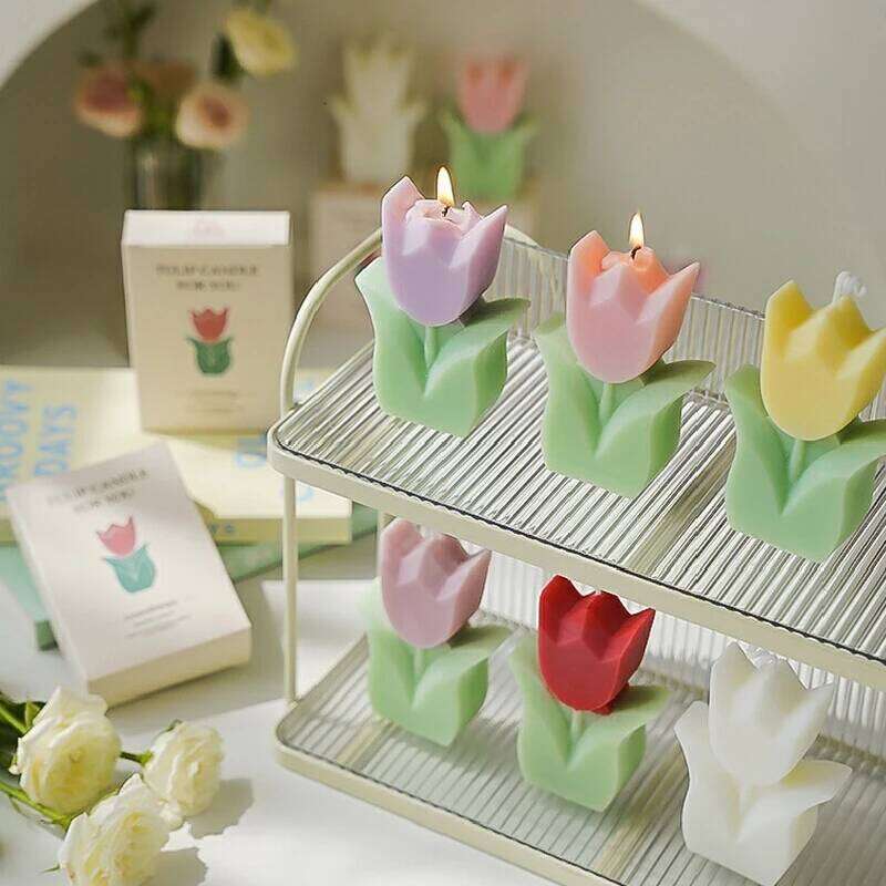 Cute Scented Tulip Simulated Plant Shapes, Handmade Craft Candles, Party Decorations, Christmas and Birthday Gifts W260303