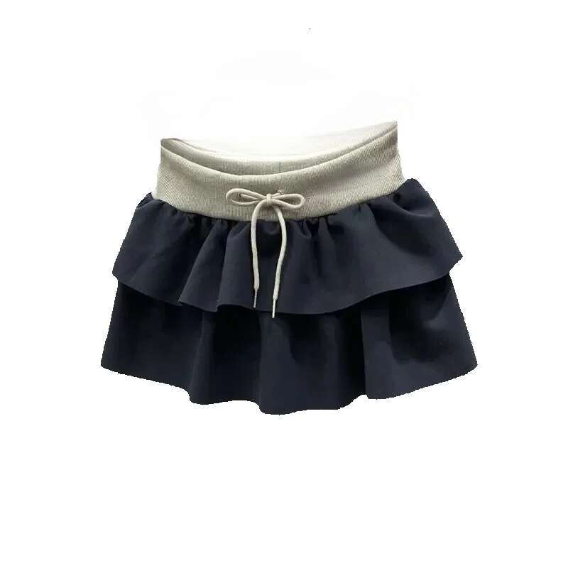 skirt Designer Womens Skirts Spring/Summer Drawstring Elastic Waist Casual Black For Women Sweet High Slim A-line Puff Cake Short Y2k mius Skirt