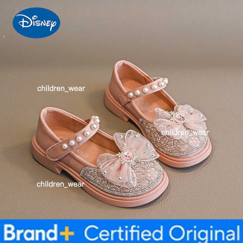 Disney KidsSandal Elsa Princess Frozen PU Leather Sequin Pearl Summer Shoes For Girls Anti-slip Breathable Pink Blue Size 26-35 H260303