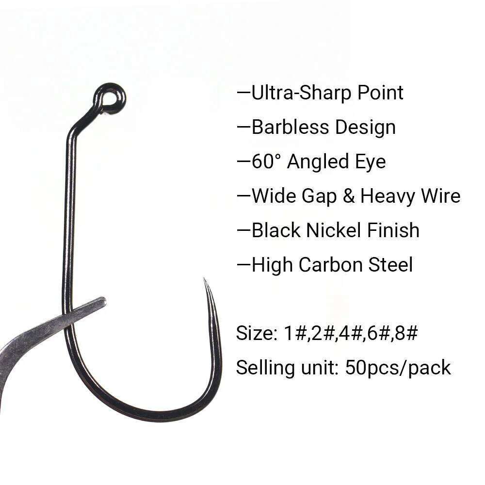 50PCS Barbless High Carbon Steel Jig Aberdeen 60 Fly Tying for Streamer Nymph Saltwater Bass Worm Fishing Hooks Z260228