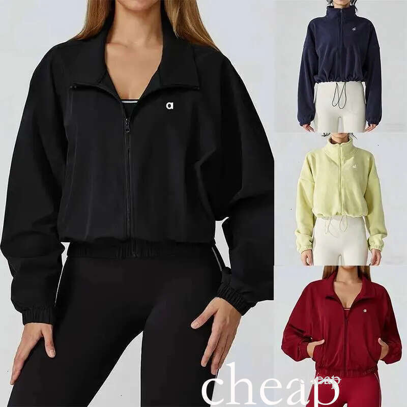 7A New Set Warm Yoga Gym Workout Clothing Designer Full Zipper Short Crop Top aloismness Jacket Coat Women Leggings Sets aloismness sweat sweatshirt