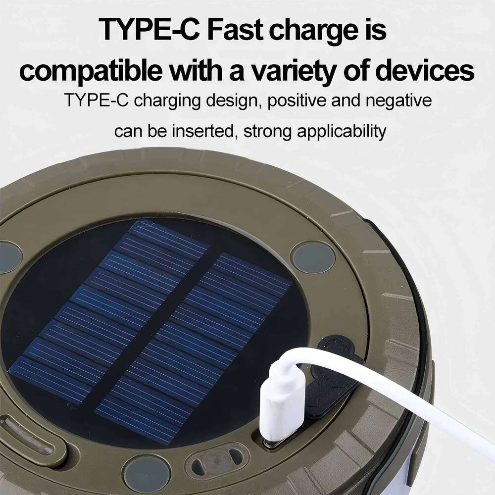 Solar Camping 10 meter String Light Tent Lamp Type-C Atmosphere Lantern LED Flashlight with Hook Lights Outdoor S260302