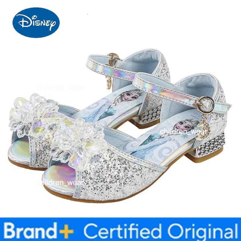 Disney Girls Sandals New Elsa Princess Shoes Summer Frozen Children High Heels Crystal Casual Shoes Sequins Little Girl Shoes H260303