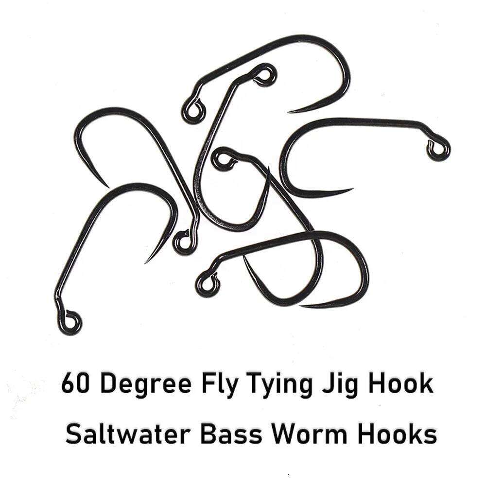 20pcs #1- #8 Barbless 60 Degree Aberdeen Carbon Steel Fly Tying Streamer Jig Hooks Saltwater Fishing Non-barbed Hook Z260228