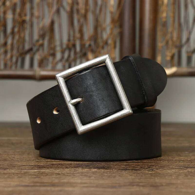 3.8CM Real Cow Genuine Leather Luxury Strap Male Belts Cowskin Retro Vintage Stainless Steel Pin Buckle Men Belt High Quality S260228