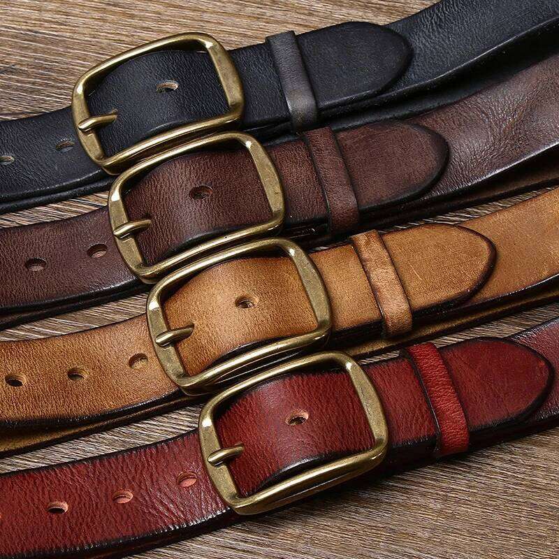 3.8CM Thick Cowhide Copper Buckle Genuine Leather Casual Jeans Belt Men High Quality Retro Luxury Male Strap Cintos S260228