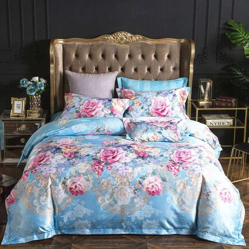 European four piece luxury grade cotton bed sheet quilt cover high end atmosphere bedding wedding jacquard W260302