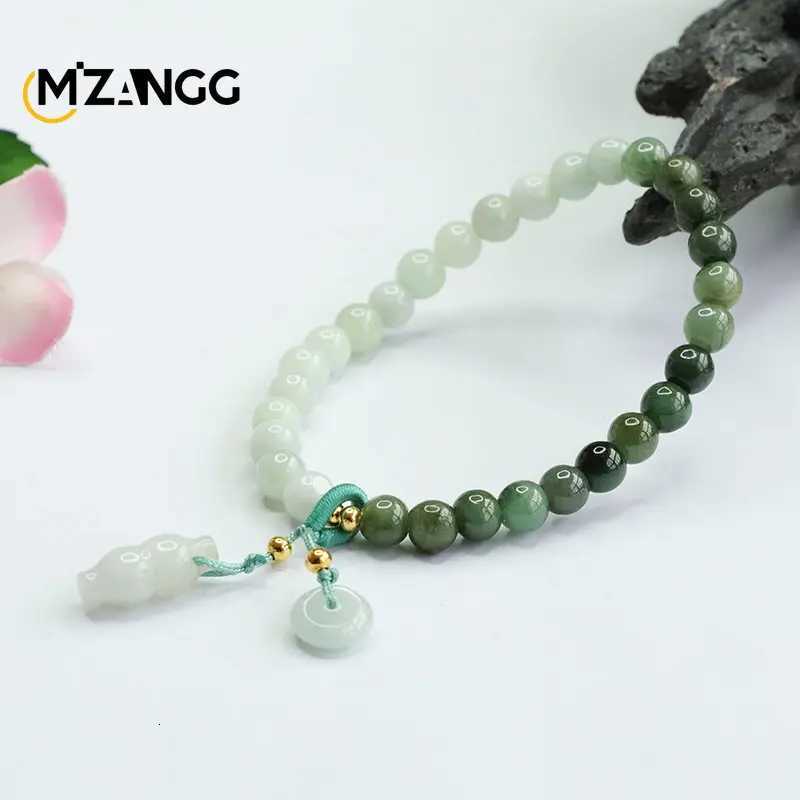 Genuine A Goods Jadeite Bracelet Gradient Two-color Gourd Peace Buckle Jade String Girl Delicate Fashion Advanced Jewelry Gifts H260303