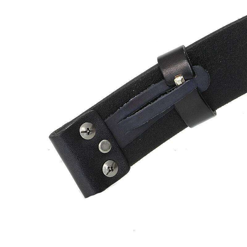 3.3cm and 3.8cm width Vintage No Buckle belt suit Smooth belts men luxury Cowskin Soild Genuine leather without buckle S260228