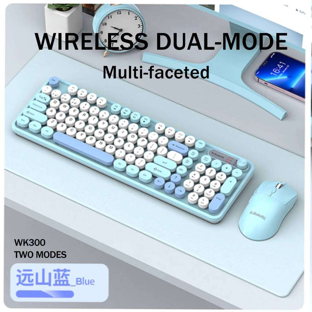 K-snake Wk300 Wireless Dual Mode Keyboard and Mouse Set Mute with Volume Knob Desktop Laptop Universal 26H0303