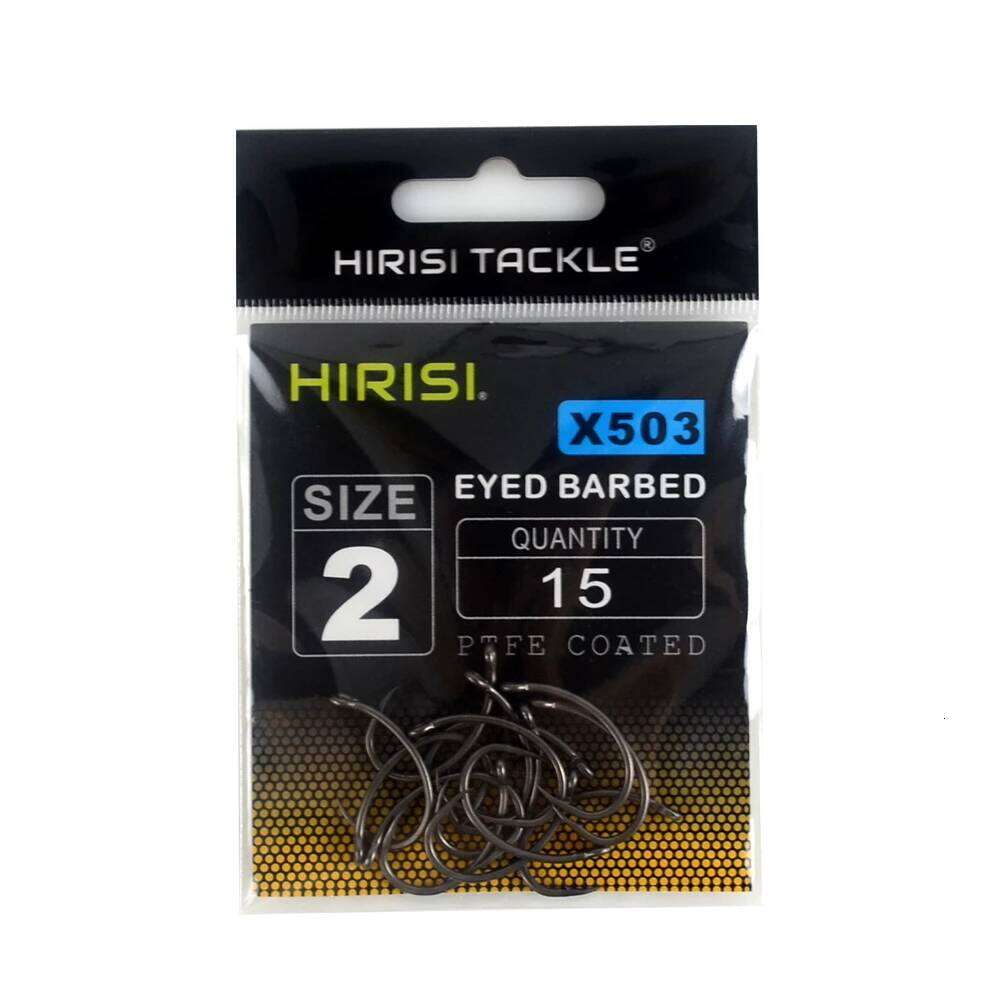 45pcs PTFE Coated High Carbon Stainless Steel Barbed Fish Hook With Eye X503 Fishing Accessories Z260228