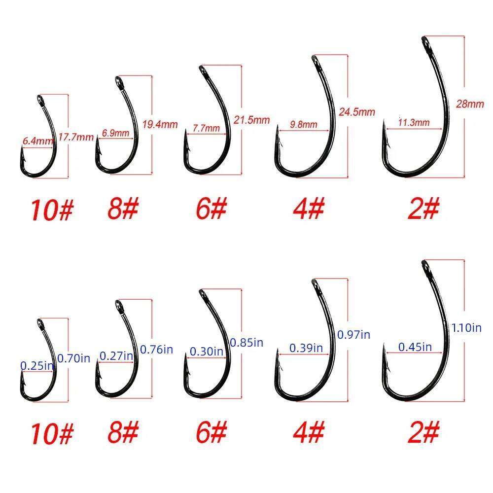Hirisi 100pcs Carbon Steel Barbed Carp Hooks PTFE Coated With Original Box High Quality Fishing Accessories Novelties 8003 Z260228