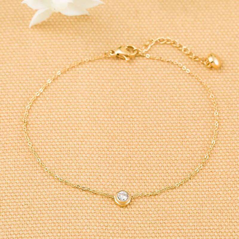 New personalized and simple titanium steel bracelet, 18K rose gold single diamond set zirconium women's bracelet C260303