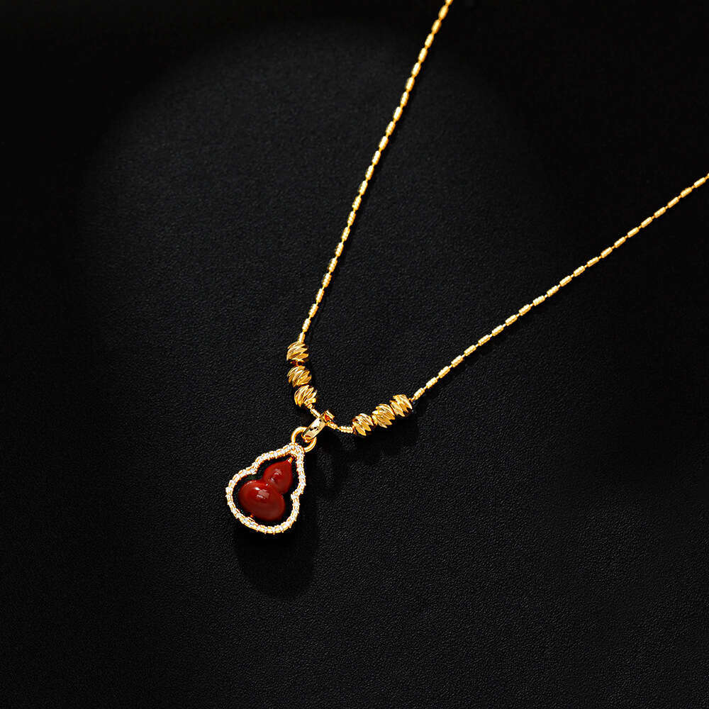 Enamel Oil Drop Fulu Gourd Pendant Necklace For Women Exquisite Light Luxury Temperament Collarbone Neck Chain